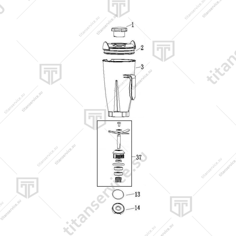 Стакан в сборе для блендера Fimar BL020/020B/021 CO6175 без ГТД - фото №1