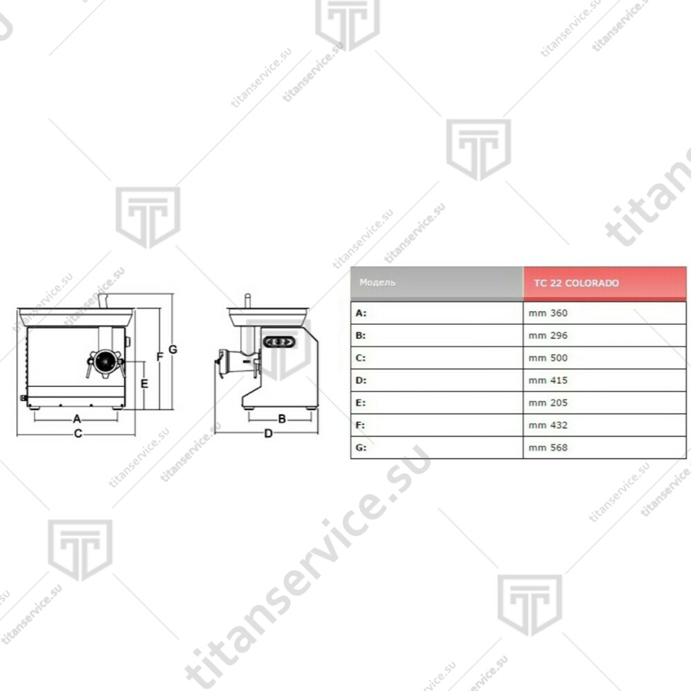Мясорубка SIRMAN TC-22 COLORADO H 3Ф. CE - фото №3