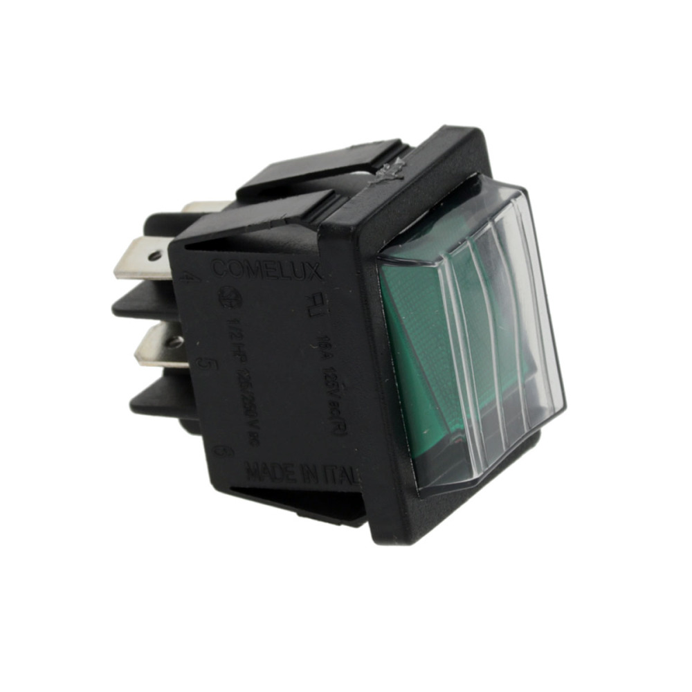 Переключатель, 4 контактный двухполюсной 16A 250V зеленый для посудомоечной машины Dihr GASTRO 15048
