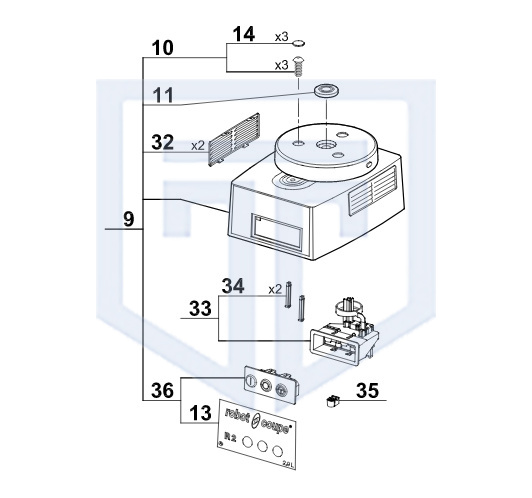 Корпус двигателя в сборе куттера R2 A Robot Coupe 29190