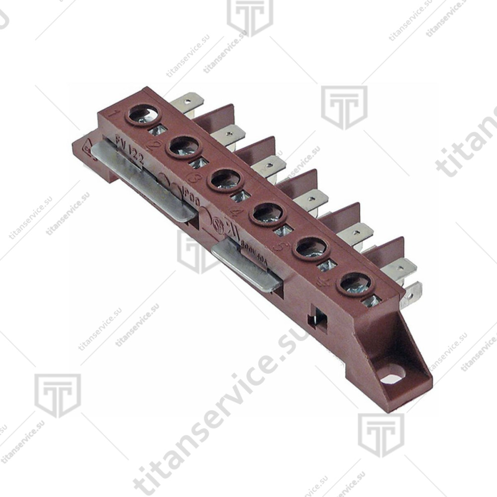 Колодка клеммная 6 контактов FV122/B 40A 600В для посудомоечной машины Dihr 500551 - фото №1