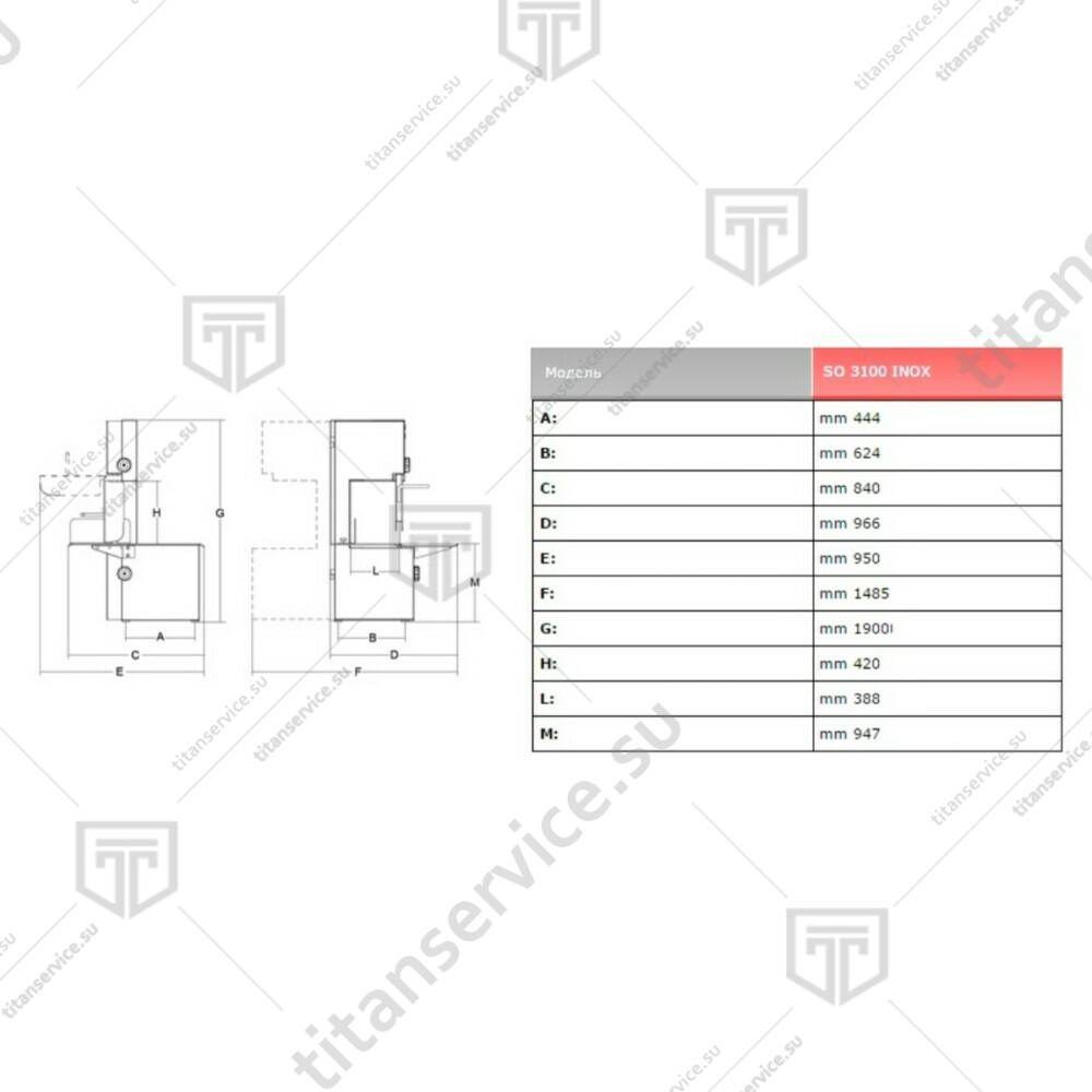 Пила для резки мяса SIRMAN SO-3100 INOX 3Ф. CE - фото №6