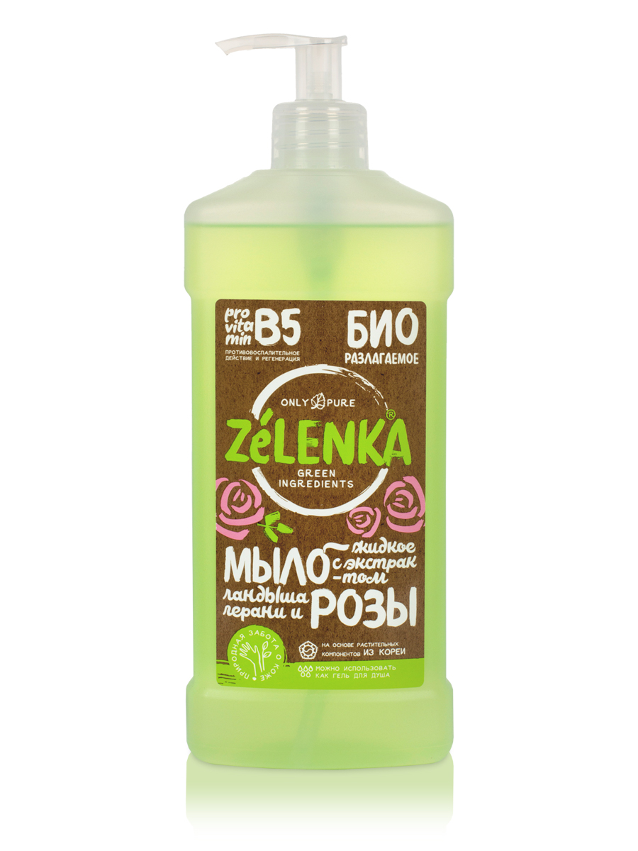 ZELENKA/Жидкое мыло  с экстрактом РОЗЫ 0,5л (упаковка 12шт.) - фото №1