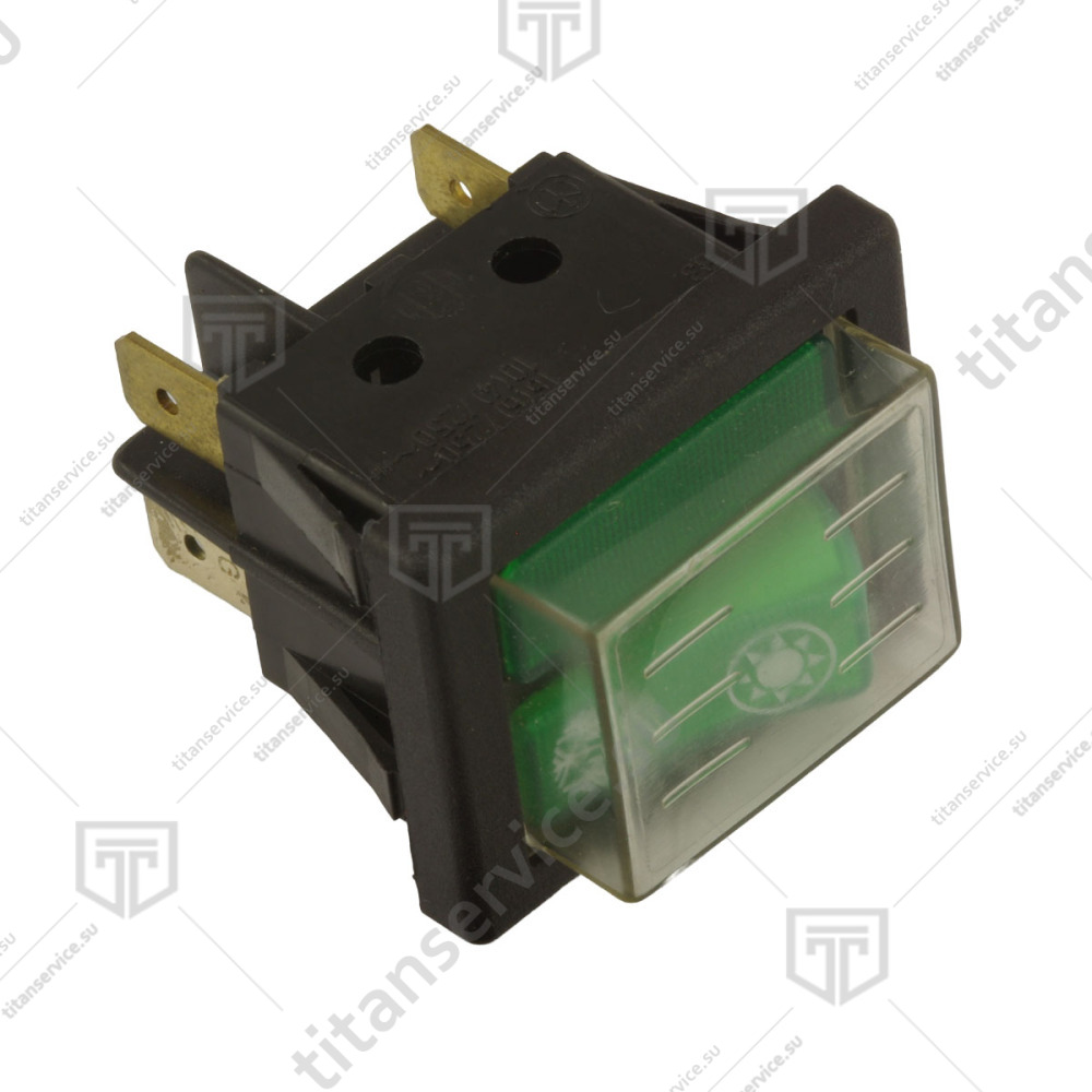 Переключатель зеленый 1-полярный 250V 16A  для посудомоечной машины Dihr 18080 - фото №1