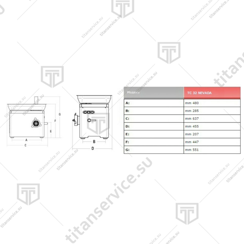 Мясорубка SIRMAN TC-32 NEVADA (полн. унгер) 3Ф. - фото №4
