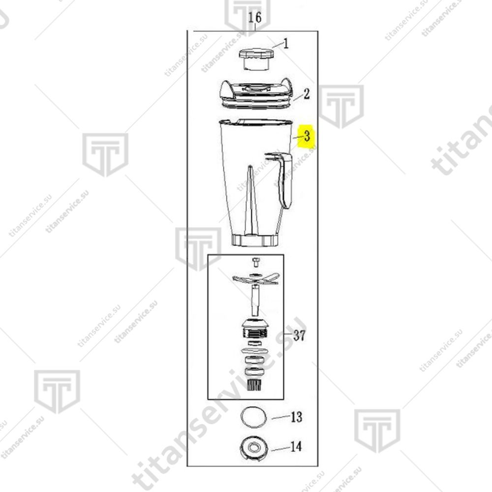 Стакан для блендера Fimar BL020/020B/021 CO6857 - фото №1
