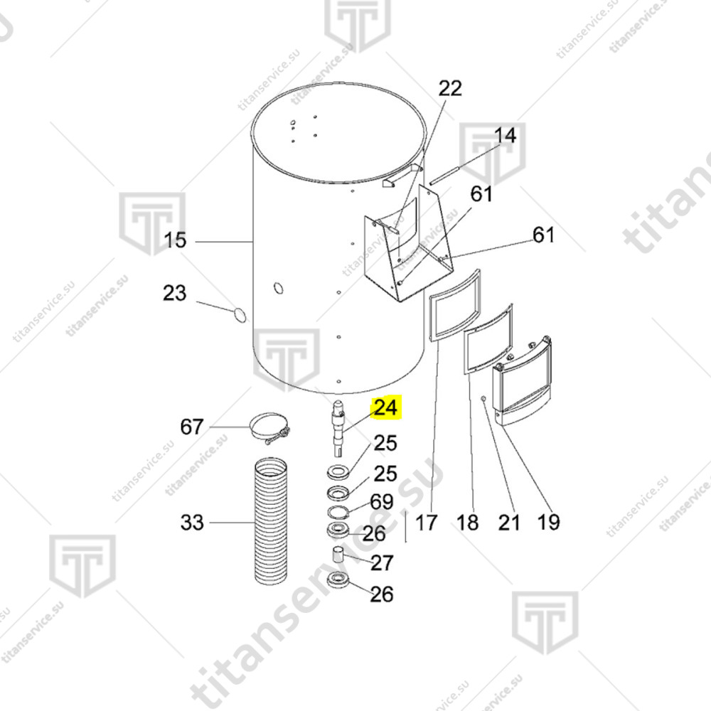 Вал приводной абразивного диска картофелечистки Fimar PPF/25 SL3198 - фото №2