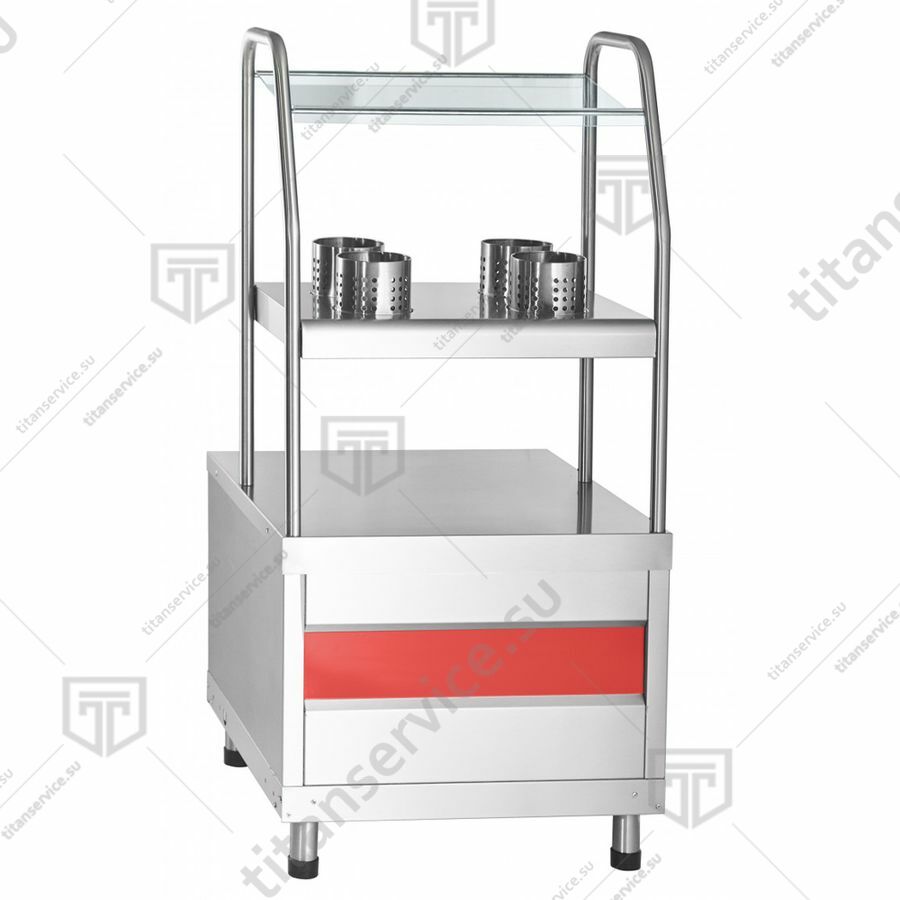 Прилавок для столовых приборов Abat ПСПХ-70КМ, хлебница, 4 стакана (630 мм) - фото №1