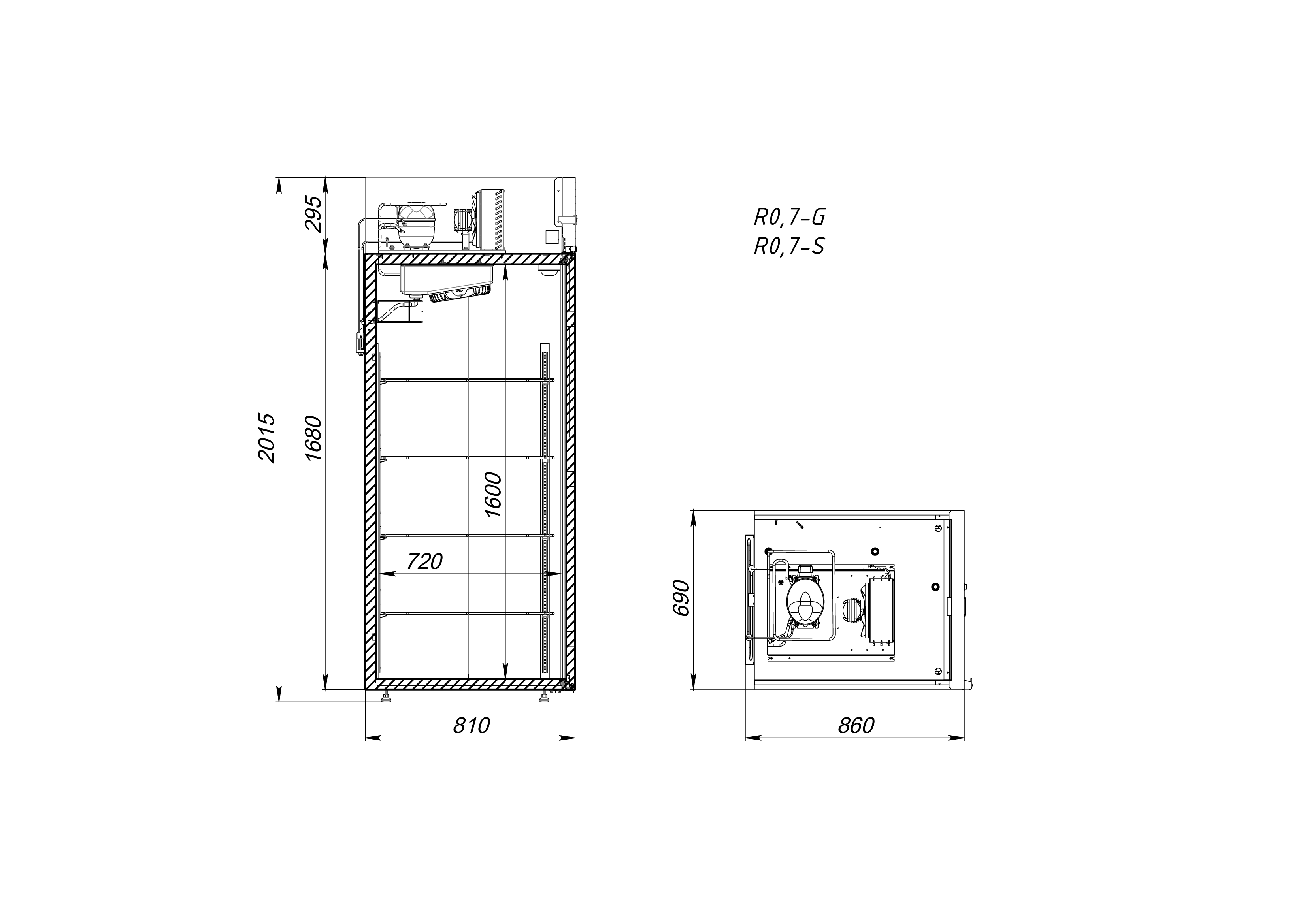 Шкаф холодильный с глухой дверью АРКТО R0.7-S - фото №2