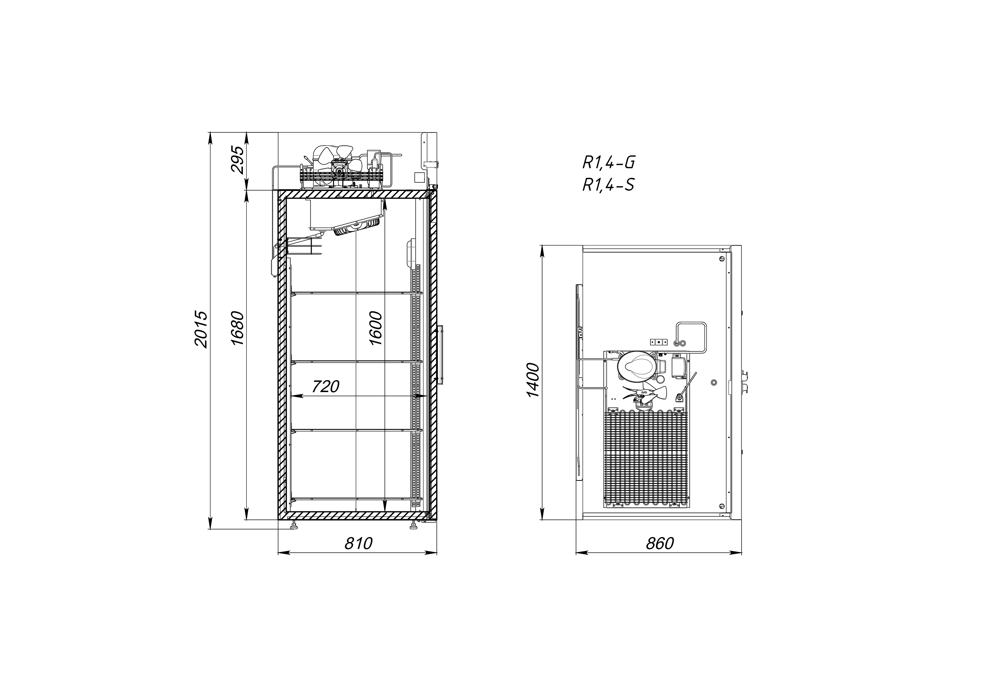 Шкаф холодильный с глухой дверью АРКТО R1.4-S - фото №2