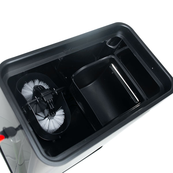 Ведро мусорное с ёршиком, сенсорное, внутр ведро, туалетная бумага, JAH-534, 7л (серебряный) - фото №7