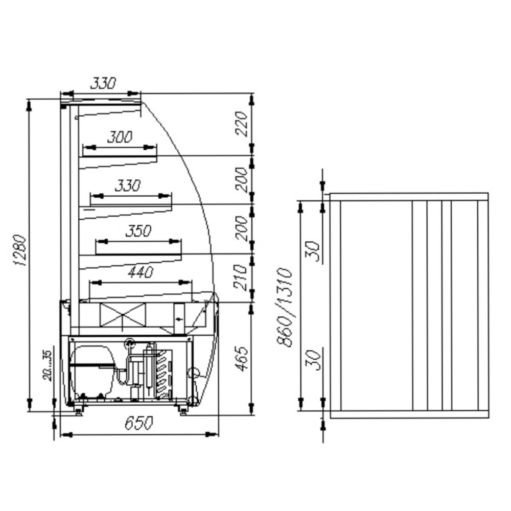 Витрина кондитерская Полюс K70 VM 0,9-1 0012-0109 (ВХСв-0,9д Carboma) - фото №3