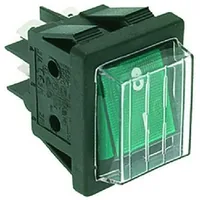 Переключатель двухполюсный зеленый 250V 16A (кнопка)